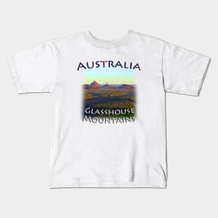 Australia - Glasshouse Mountains moonset at sunrise Kids T-Shirt